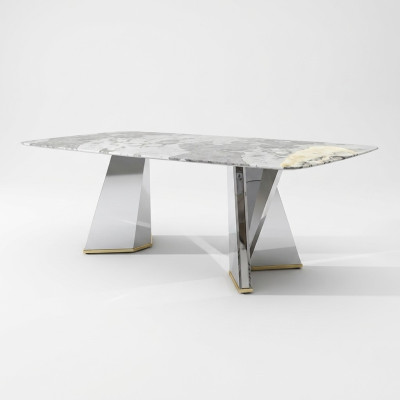 Table à manger de luxe Table en verre Salle à manger Tables de luxe Table grise 200x100