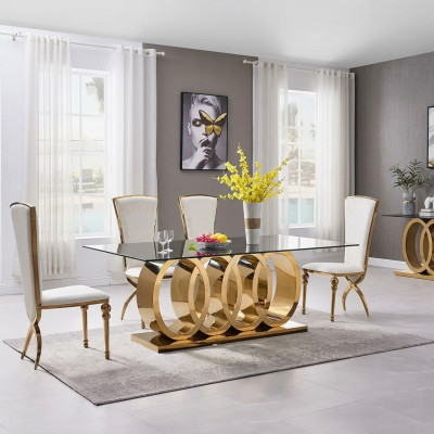 Conception de table à manger en acier inoxydable de mobilier de salle à manger Tables de table