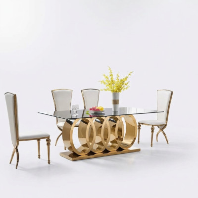 Conception de table à manger en acier inoxydable de mobilier de salle à manger Tables de table