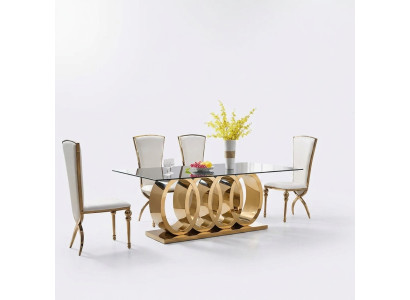Conception de table à manger en acier inoxydable de mobilier de salle à manger Tables de table