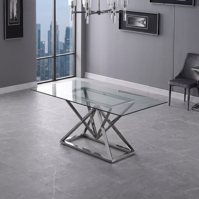 Table en verre Colonnes Tables Tables en argent Tables en verre Table Meubles de luxe 180x90