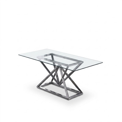 Table en verre Colonnes Tables Tables en argent Tables en verre Table Meubles de luxe 180x90