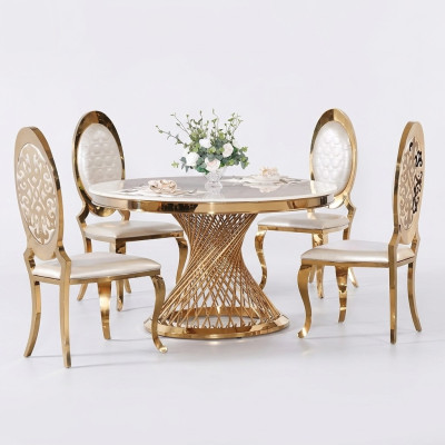Table ronde base dorée chrome Tables rondes Tables Tables à manger de luxe 130 cm