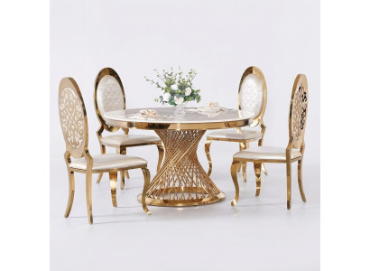 Table ronde base dorée chrome Tables rondes Tables Tables à manger de luxe 130 cm
