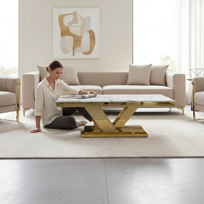 Table basse Design Table Salon Luxe Tables basses Mobilier 130x70 Métal