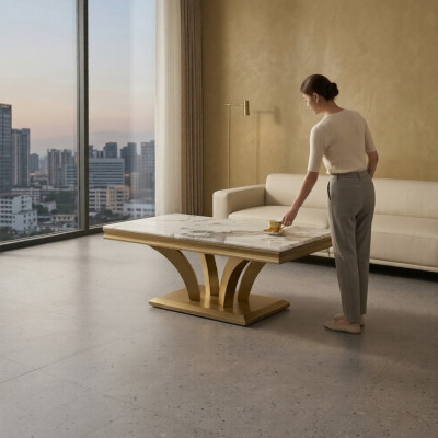 Table basse Design Salon Table basse de luxe Tables Meubles en or 115x70