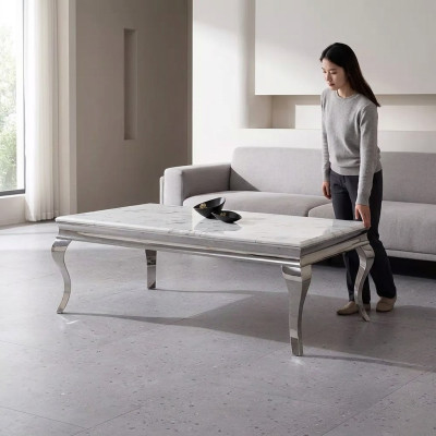Table basse Design Salon Table luxe Table Canapé Table d'appoint 130x70 Argent