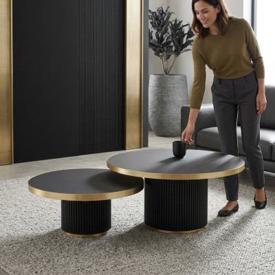 Ensemble de table basse de designer 2x Tables basses Salon en acier inoxydable Mobilier Table