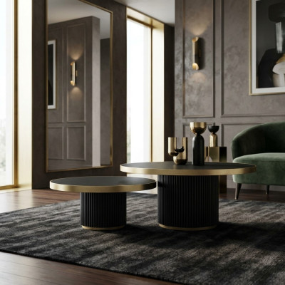 Ensemble de table basse de designer 2x Tables basses Salon en acier inoxydable Mobilier Table
