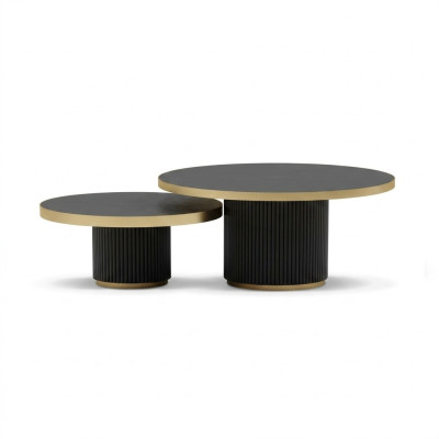 Ensemble de table basse de designer 2x Tables basses Salon en acier inoxydable Mobilier Table