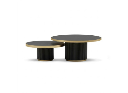Ensemble de table basse de designer 2x Tables basses Salon en acier inoxydable Mobilier Table