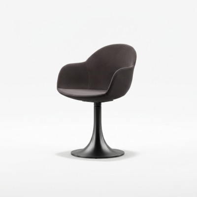 Chaise de salle à manger noire de designer avec structure en acier inoxydable, siège simple de luxe neuf.