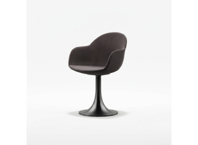 Chaise de salle à manger noire de designer avec structure en acier inoxydable, siège simple de luxe neuf.