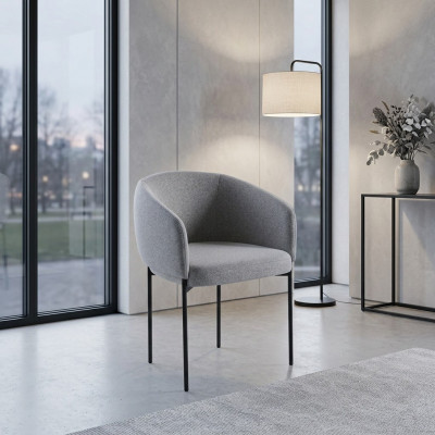 Chaise rembourrée grise avec accoudoirs Fauteuil design une place pour salon