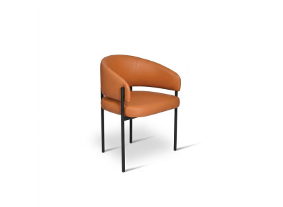 Chaise de luxe orange moderne Chaises de salle à manger Rembourrage Imitation cuir Mobilier