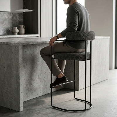 Tabouret de bar de luxe gris en acier inoxydable, chaise de meuble de bar design cadre de tabouret