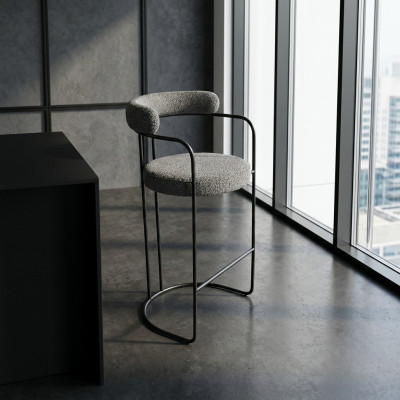 Tabouret de bar de luxe gris en acier inoxydable, chaise de meuble de bar design cadre de tabouret