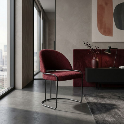 Chaise de designer rouge, rembourrage, un place, textile, chaises de salle à manger de luxe.