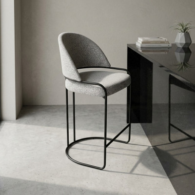 Tabouret de bar gris avec pieds en acier inoxydable Chaise de salle à manger Chaises de haute conception