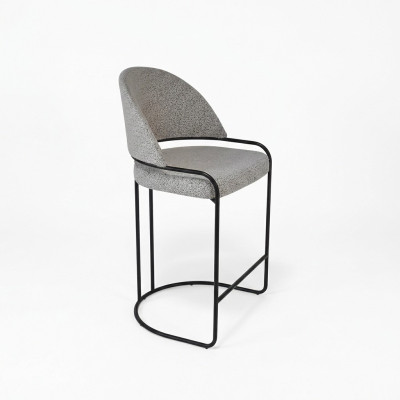Tabouret de bar gris avec pieds en acier inoxydable Chaise de salle à manger Chaises de haute conception