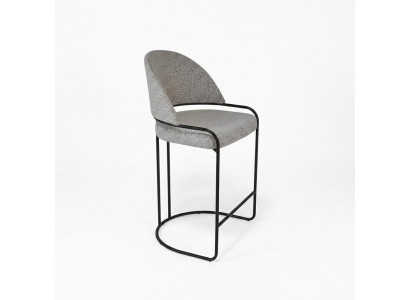 Tabouret de bar gris avec pieds en acier inoxydable Chaise de salle à manger Chaises de haute conception