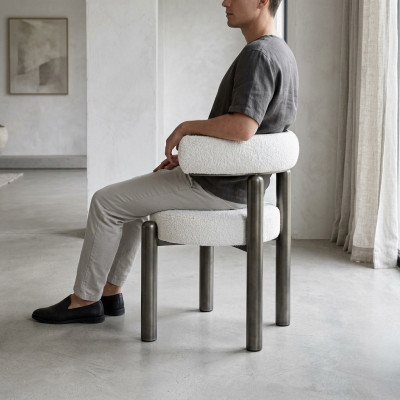 Chaise de salle à manger blanche design Chaises Tissu d'ameublement Siège simple Pieds en métal