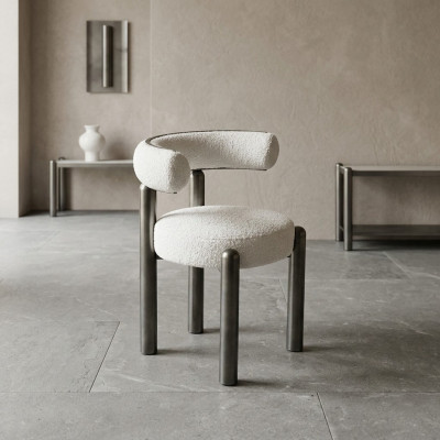 Chaise de salle à manger blanche design Chaises Tissu d'ameublement Siège simple Pieds en métal