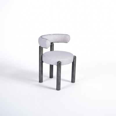Chaise de salle à manger blanche design Chaises Tissu d'ameublement Siège simple Pieds en métal