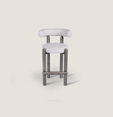 Tabouret de bar blanc design avec pieds en acier inoxydable Mobilier de bar luxueux d'une seule place