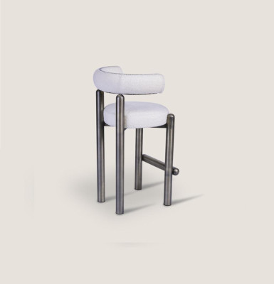 Tabouret de bar blanc design avec pieds en acier inoxydable Mobilier de bar luxueux d'une seule place