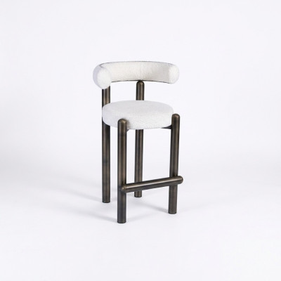 Tabouret de bar blanc design avec pieds en acier inoxydable Mobilier de bar luxueux d'une seule place