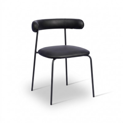 Chaise en acier inoxydable noir Chaises en similicuir Siège unique Mobilier de salle à manger