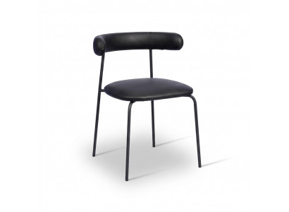 Chaise en acier inoxydable noir Chaises en similicuir Siège unique Mobilier de salle à manger