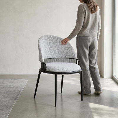 Chaise de salle à manger blanche Chaises de luxe Rembourrage Siège simple Tissu Style Mobilier