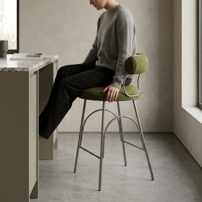 Tabouret de bar vert olive, fauteuil inclinable de luxe, fauteuil designer rembourré, mobilier