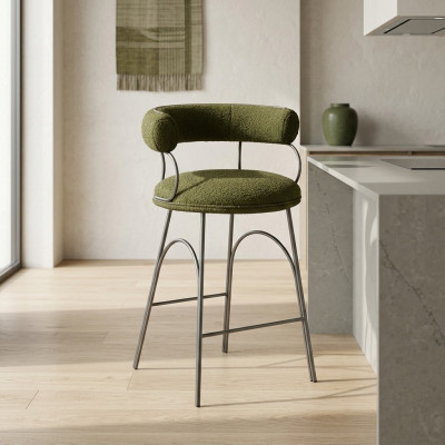 Tabouret de bar vert olive, fauteuil inclinable de luxe, fauteuil designer rembourré, mobilier