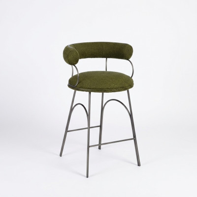 Tabouret de bar vert olive, fauteuil inclinable de luxe, fauteuil designer rembourré, mobilier