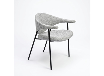 Chaise de salle à manger moderne en gris, une place avec accoudoirs, chaises rembourrées