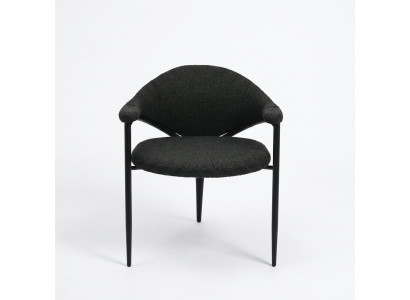 Chaise design noire de luxe pour salle à manger, siège unique, mobilier moderne.