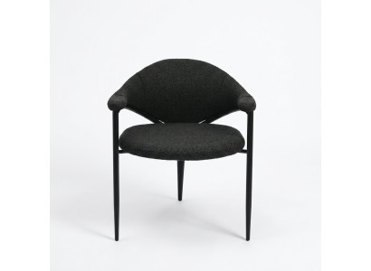 Chaise design noire de luxe pour salle à manger, siège unique, mobilier moderne.