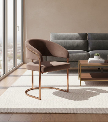 Chaise de salle à manger de luxe marron Moderne Rembourrée en textile Nouvelle meubles