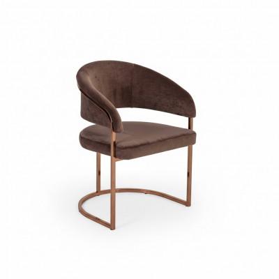 Chaise de salle à manger de luxe marron Moderne Rembourrée en textile Nouvelle meubles