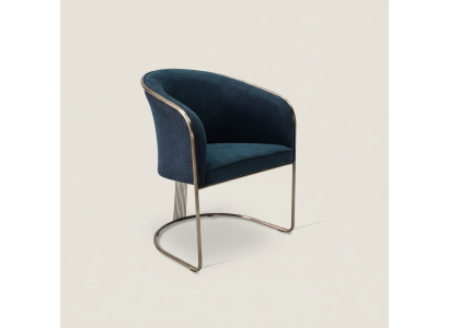 Fauteuil en acier inoxydable bleu de luxe à un siège rembourré avec accoudoirs inclinable