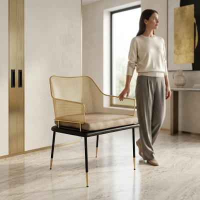 Fauteuil design luxueux monoplace avec éléments en acier inoxydable - Nouveaux fauteuils