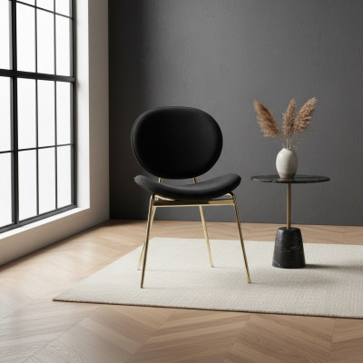 Chaise design noire avec pieds en acier inoxydable Chaises modernes de salle à manger
