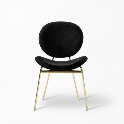 Chaise design noire avec pieds en acier inoxydable Chaises modernes de salle à manger