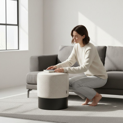 Designer Pouf Élégant Repose-Pieds Tabouret Textile Siège Mobilier de Chambre