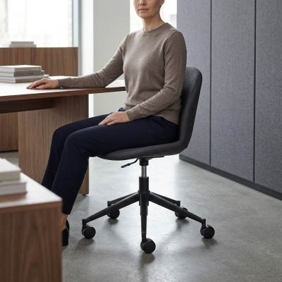 Chaise de bureau noire moderne pivotante avec accoudoirs design pour chef.