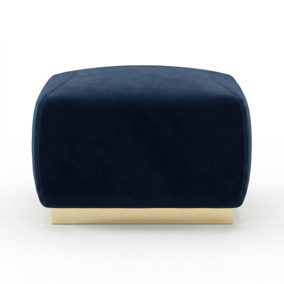 Designer Luxus blauer Hocker mit Edelstahlrand Polsterung Textilmöbel neu