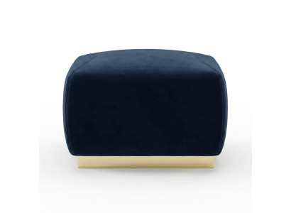 Designer Luxus blauer Hocker mit Edelstahlrand Polsterung Textilmöbel neu